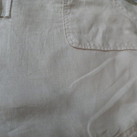 NICOLE MILLER Linen Cargo Pull On Elastic Drawstring Waist Khaki Jogger Pants M - Picture 10 of 15